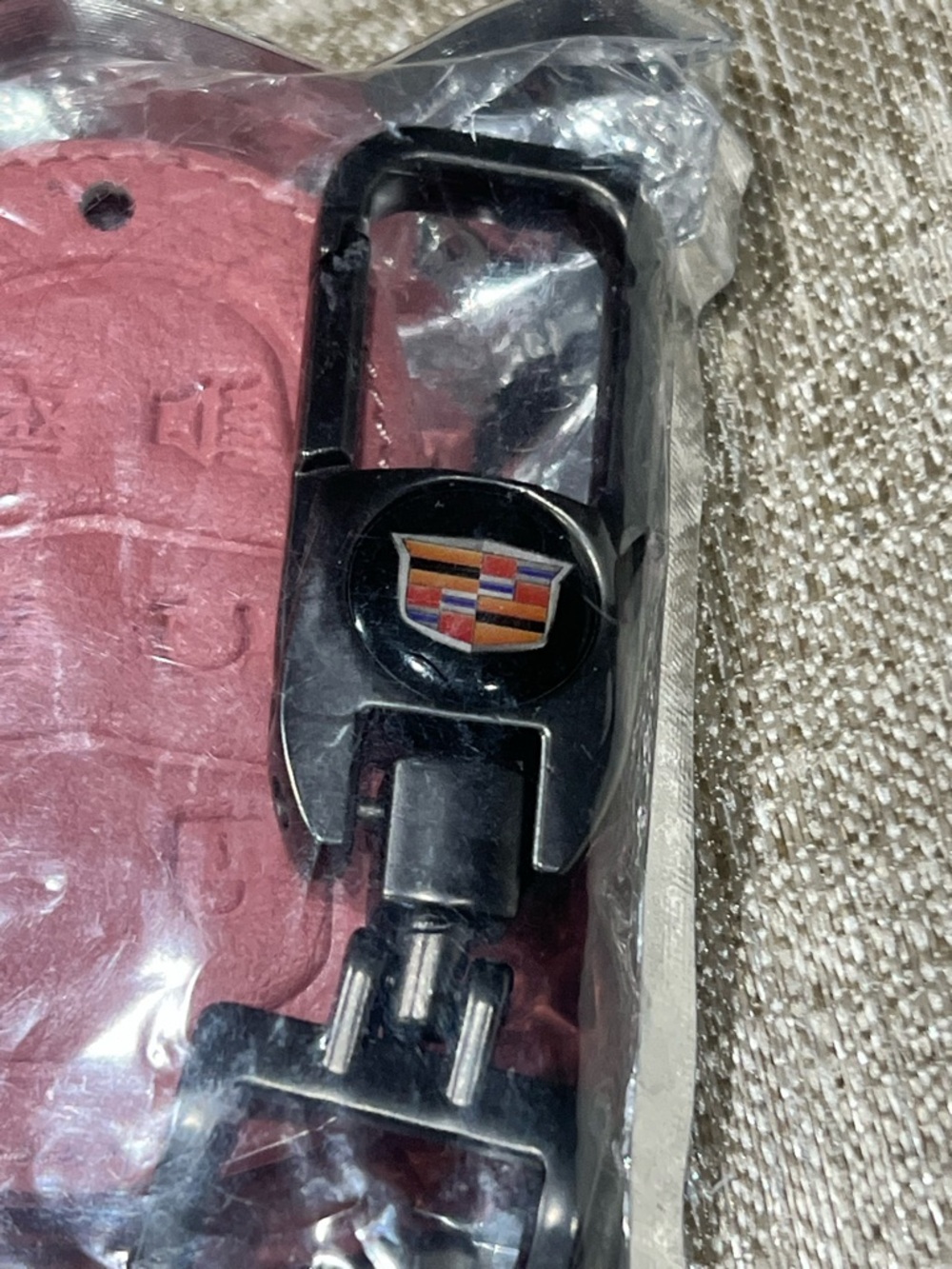 Black Key Fob Case with Pink Leather Accent
